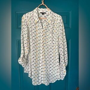 Zac & Rachel White Shirt with Colorful Glasses Print size M